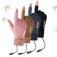 Touch Screen Electric Heated Hand Warmer Non-Slip USB Rechargeable Heated Motorcycle Gloves 2 Finger Heated Gloves for Women Men