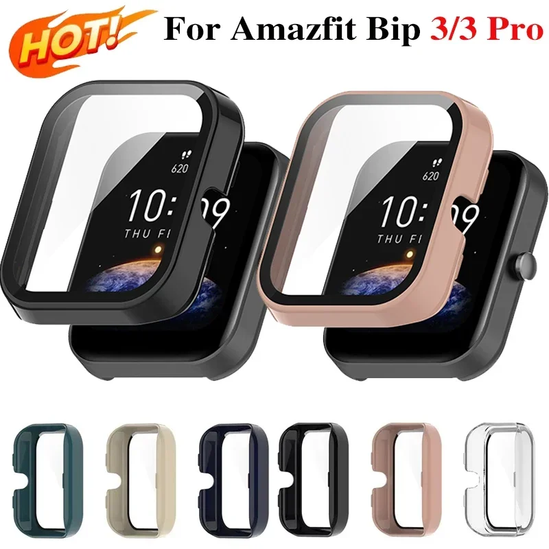 

PC Case+Glass For Amazfit Bip 3/3 Pro Screen Protecor Protective Bumper Case Anti-scratch Cover For Amazfit Bip 3Pro Accessories