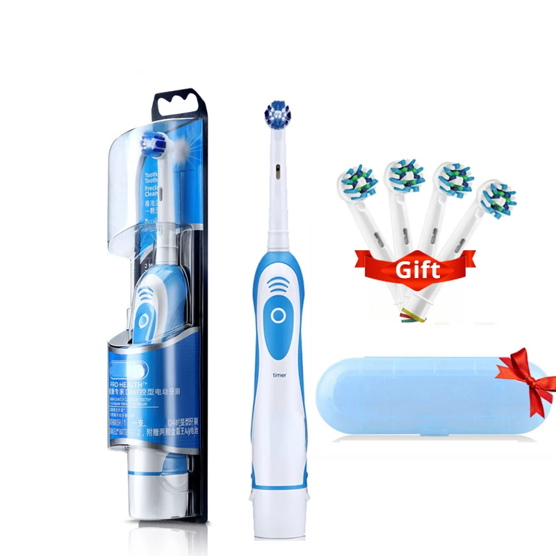 Electric Toothbrush Travel Box Soft Brush Head Battery Powered Waterproof Timer White Teeth Brush