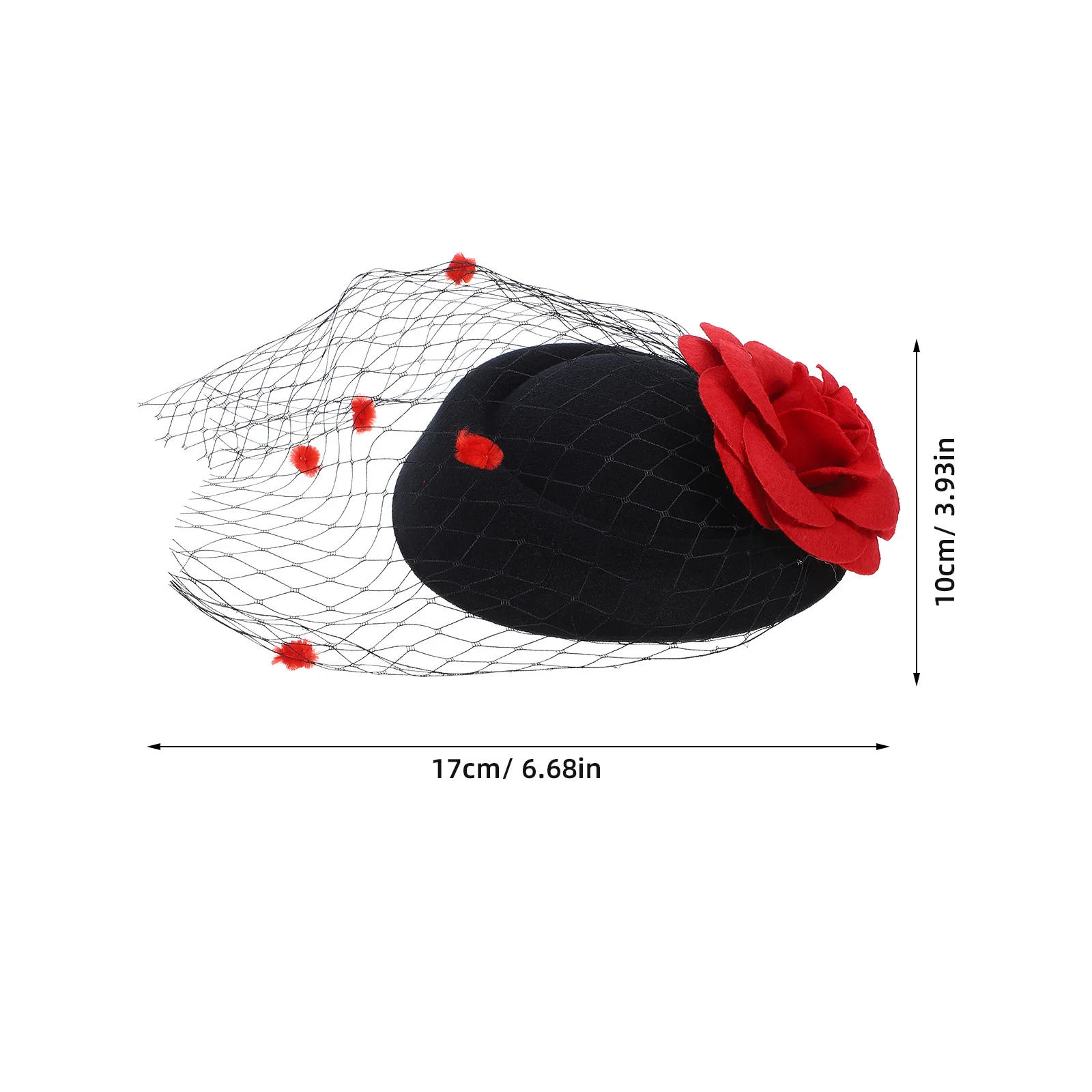 زهرة الورد الاصطناعية قبعة صغيرة الفاسناتور الشرير نمط صافي ديكور مشبك شعر للنساء فستان حفلة تنكرية لباس غير رسمي #3
