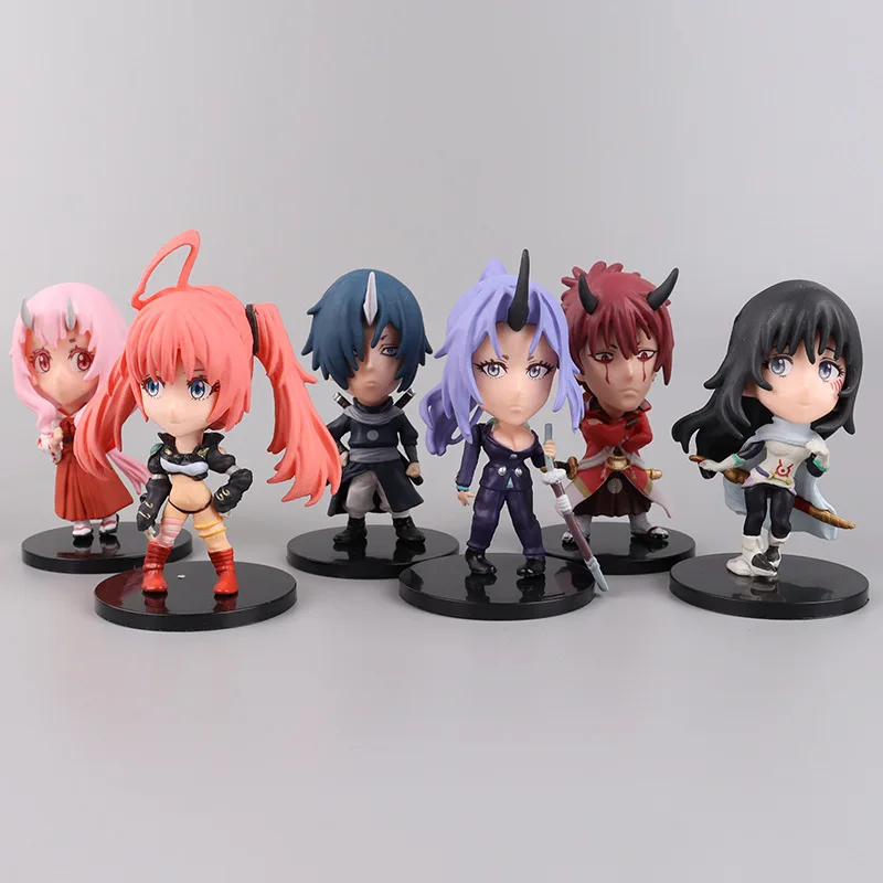 6Pcs/Set 10CM Anime Figure Q Version That Time I Got Reincarnated As A Slime Dolls Rimuru Tempest Shuna Toy Gift Collect PVC