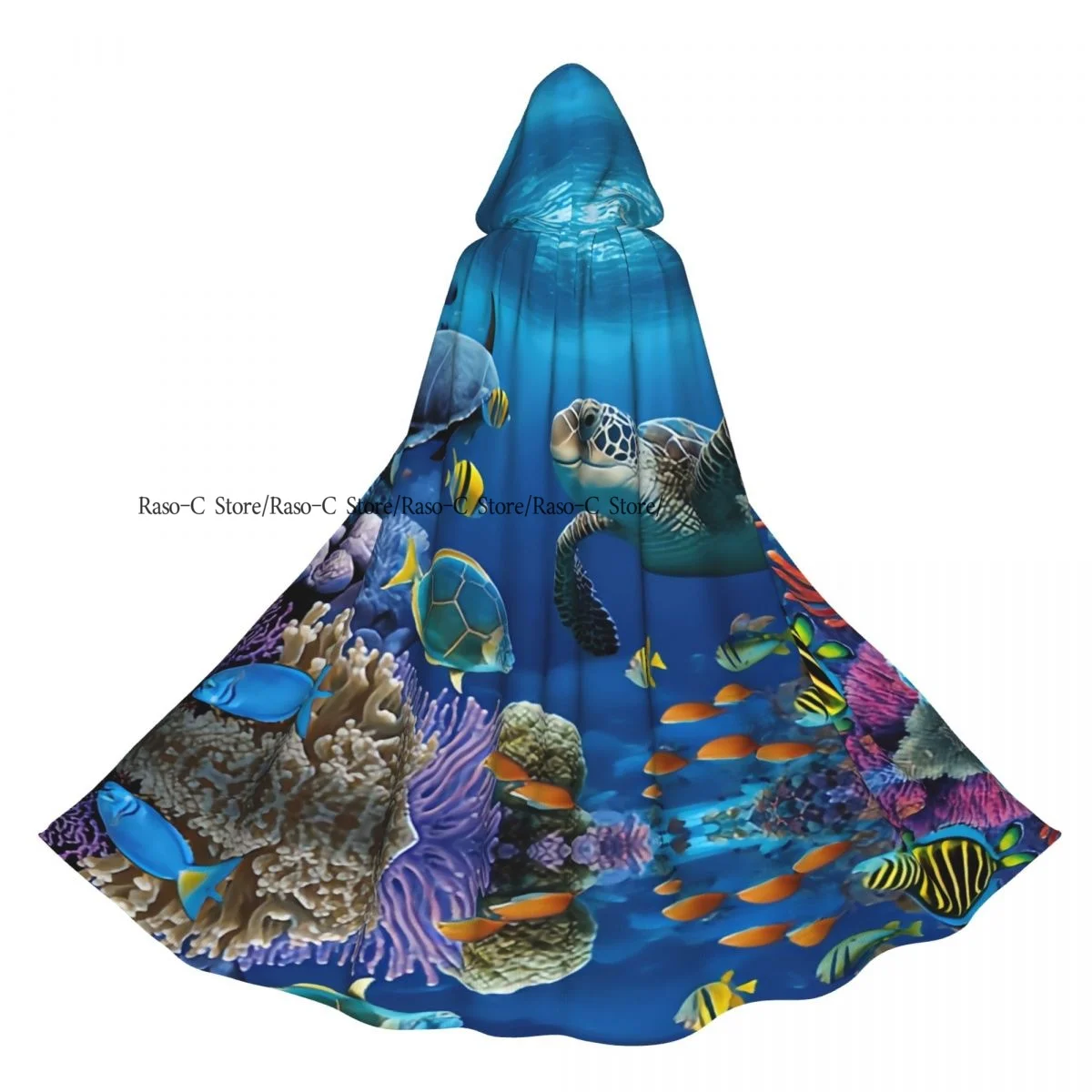 

Длинная накидка-накидка, подводный океан с рыбой-бабочкой, черепахой и рыбой-клоун, дартс, плащ с капюшоном, пальто, осенние толстовки