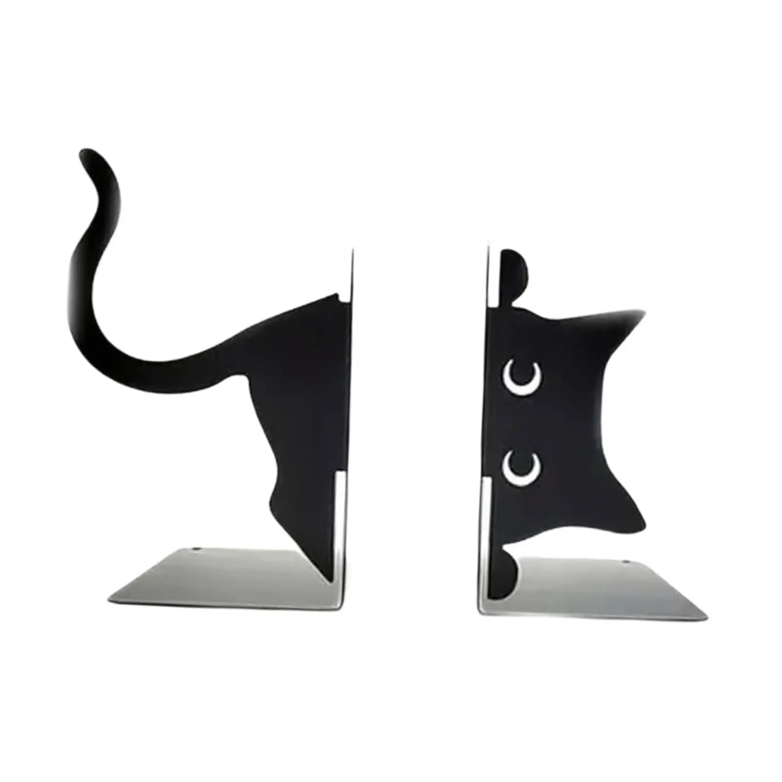 Cat Bookends, Black Cat Sculpture Animal Book Stopper for Heavy Books Decoration, Shelves Home