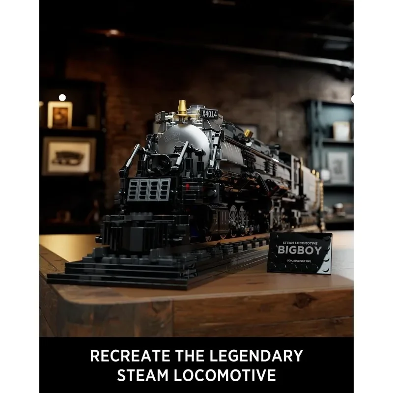 Big Boy Locomotive, Articulated Steam Locomotive Building Block Set, Legendary Steam Train Display Kit for Gift Giving