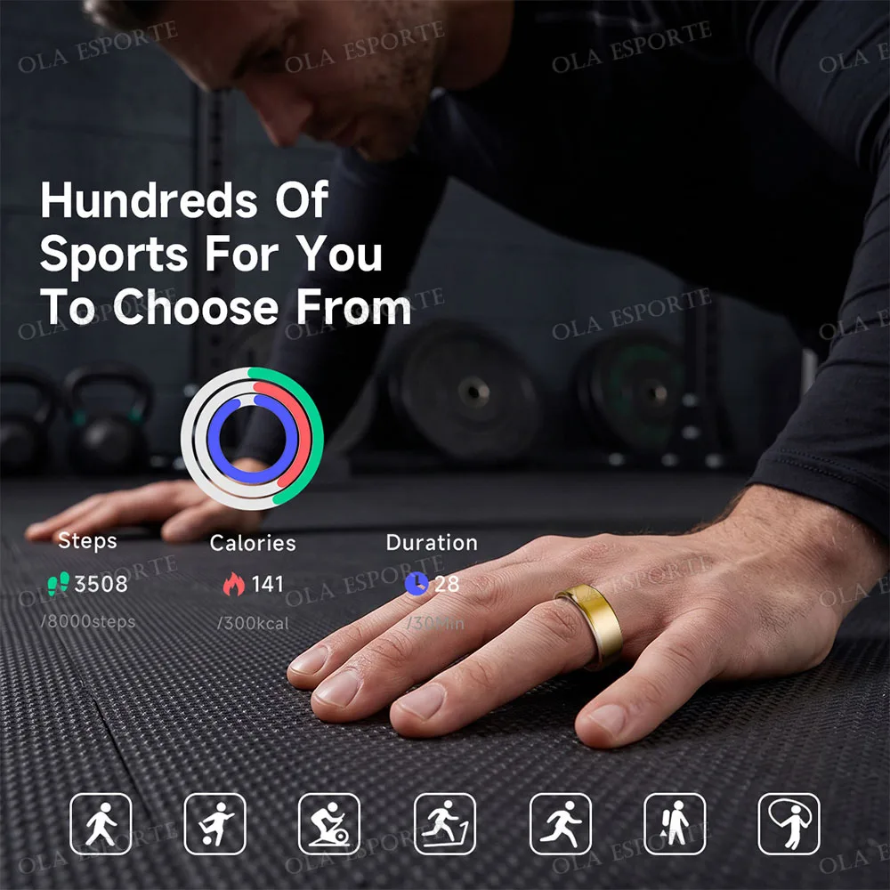 2026 Smart Ring Blood Pressure Heart Rate Sleep Monitoring Smartring IP68 & 5ATM Waterproof Multi-sport Mode Smartring Man Women view 5