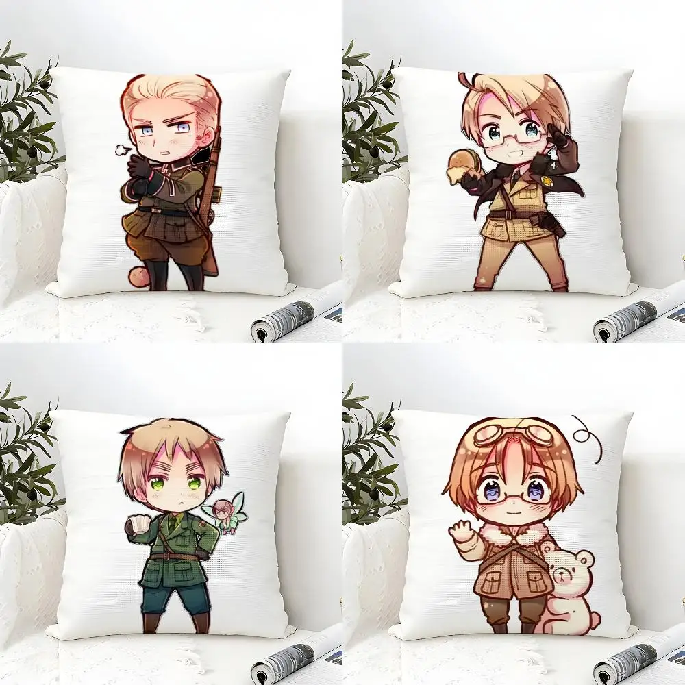 A-Axis Powers H-Hetalia Cushion Cover Eco Linen Pillow Case Double-Sided Print Breathable Durable Zipper Home Decor Gift