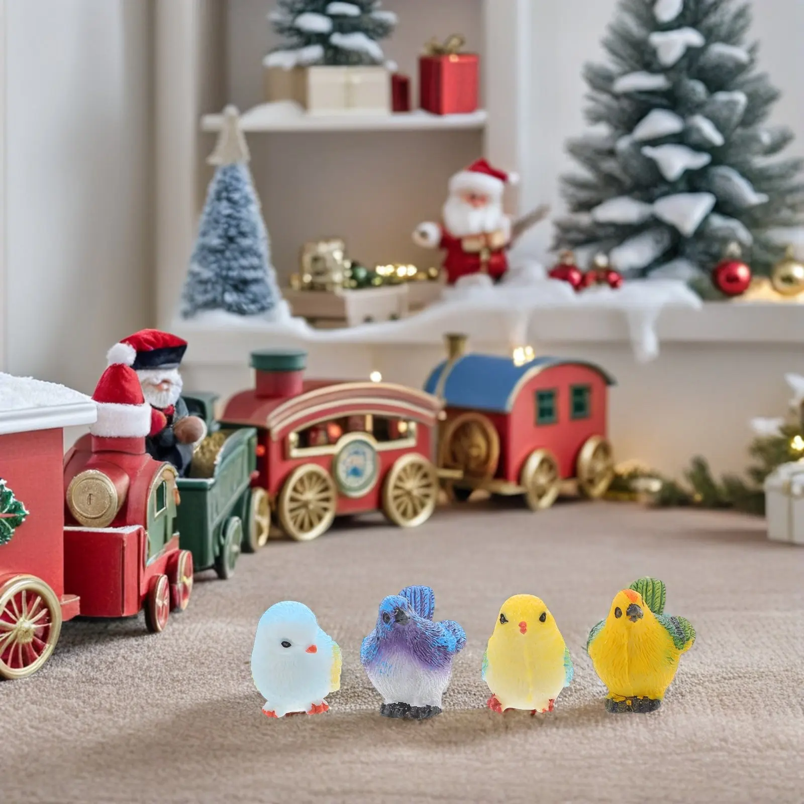 8Pcs Mini Resin Bird Nest Sculptures Lifelike Small Artificial Birds for Garden Patio Lawn Micro Landscape Decorations