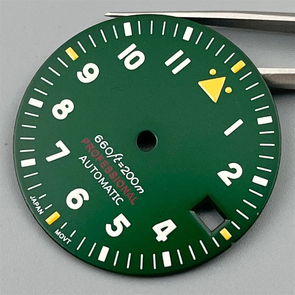 New 2025 29mm Green Pilot Style Watch Dial and Hand Sets C3 Green Luminous Fit NH35 NH36 Movement Watch Parts for Mod