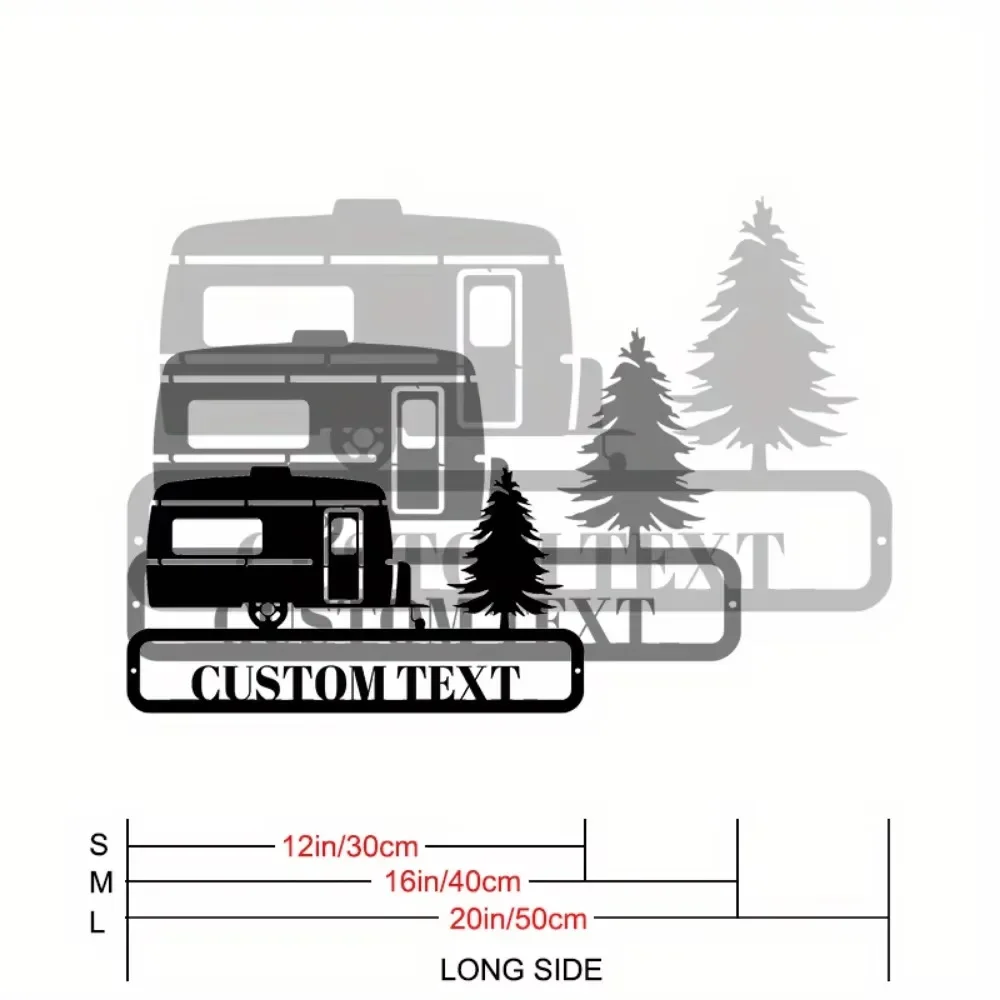 ユニークなユニークなテーラード RV トラベル トレーラー メタル ウォール アート ヴィンテージ スタイル ブラック メタル サイン ツリー デザイン付き キャンプ愛好家に最適