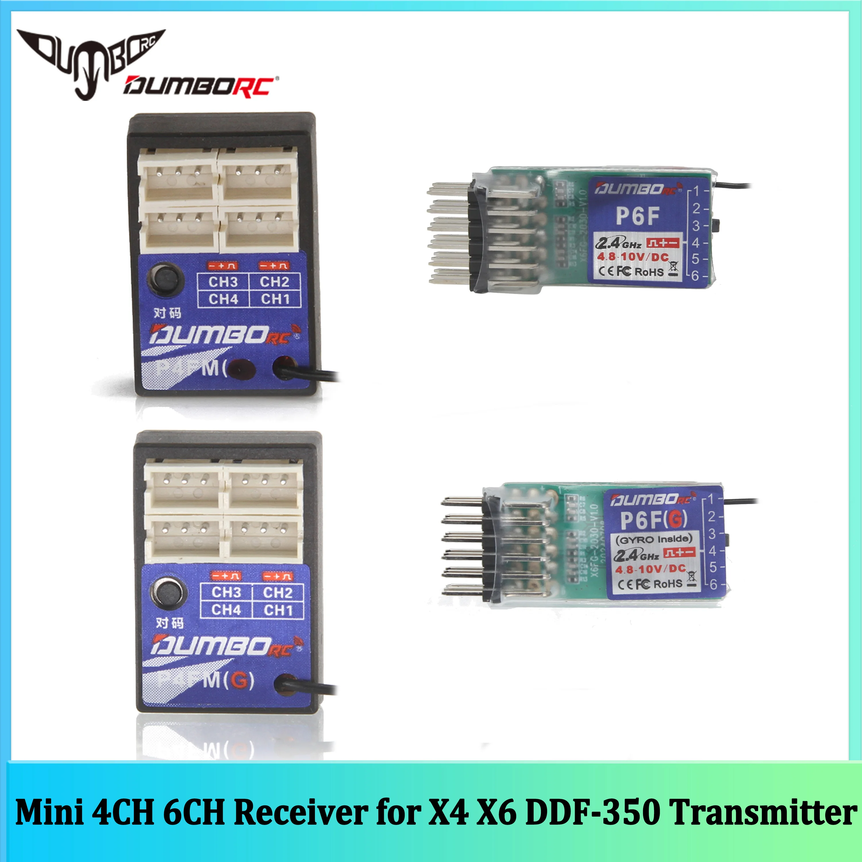 DUMBORC P6F/P6FGMini P4FM P4FMG Mini 4CH 6CH Empfänger Gyro Radio System für X4 X6 DDF-350 Sender Fernbedienung RC Auto