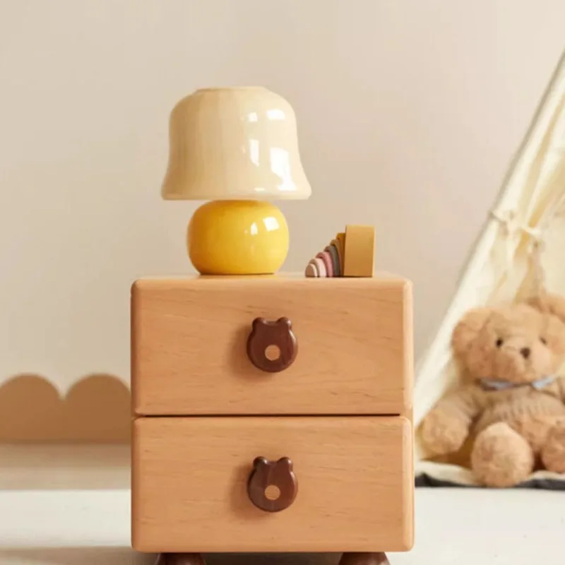 Solid Wood Bear Bedside Table Modern Simple Home Storage Cabinet Children's Cartoon Storage Cabinet Bedroom Bedside Cabinet