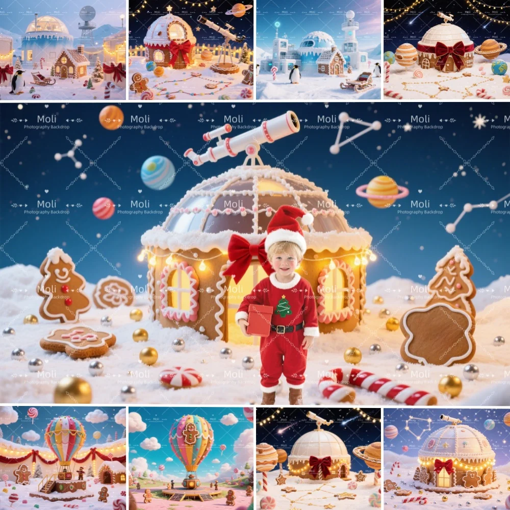 

Christmas Universe Spaceship Backdrop Winter Snowfield Wonderland Photography Background Boy Girl 1st Birthday Cake Smash Banner