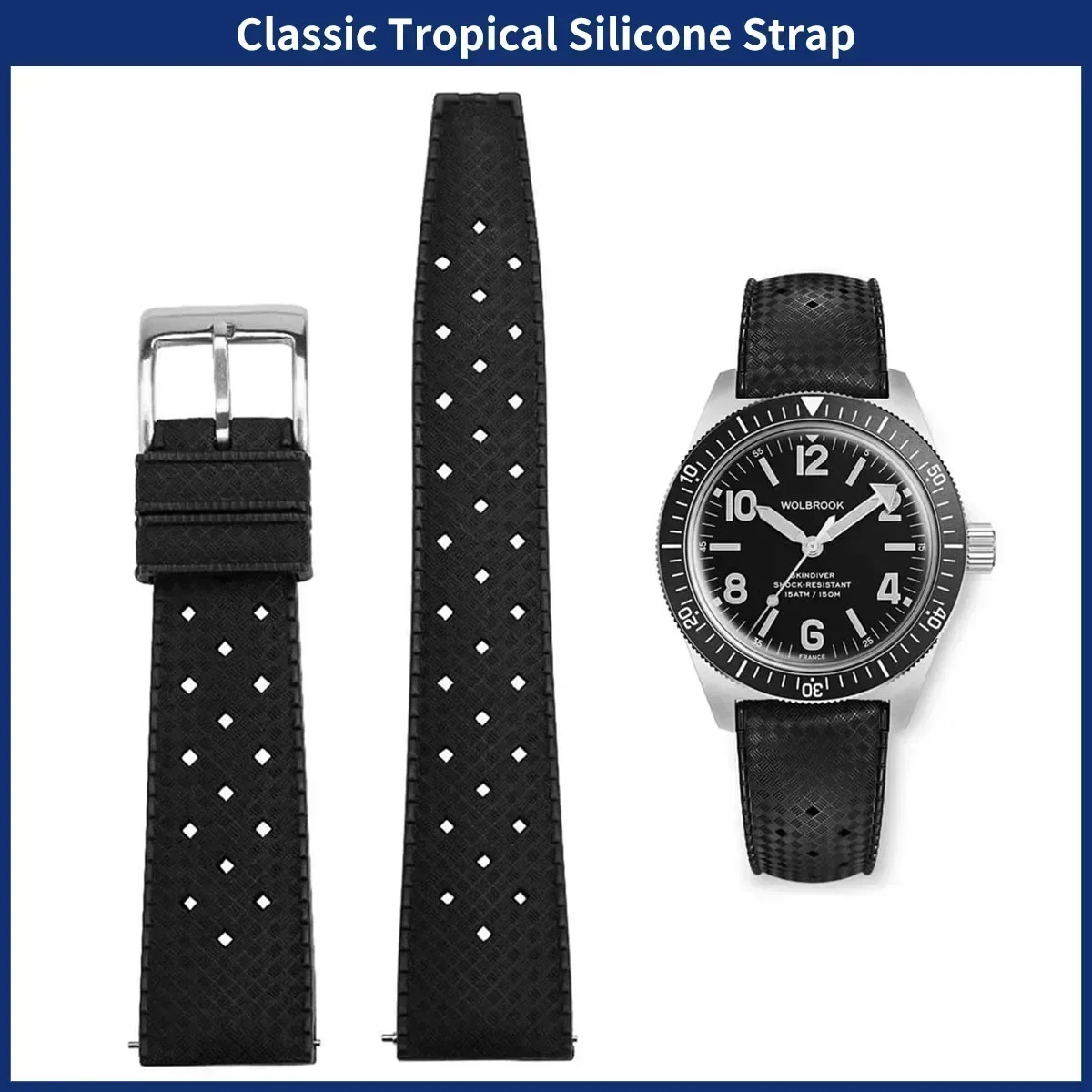FKM watch Strap 20mm 22mm Tropical Quick Release Rubber Strap Smart Watch Band for Rolex watch MAN Diving Waterproof Bracelet