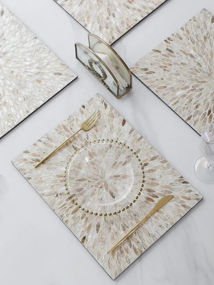 

CL shell placemat rectangular high-end heat table light luxury western food home waterproof and oil-proof leave-in