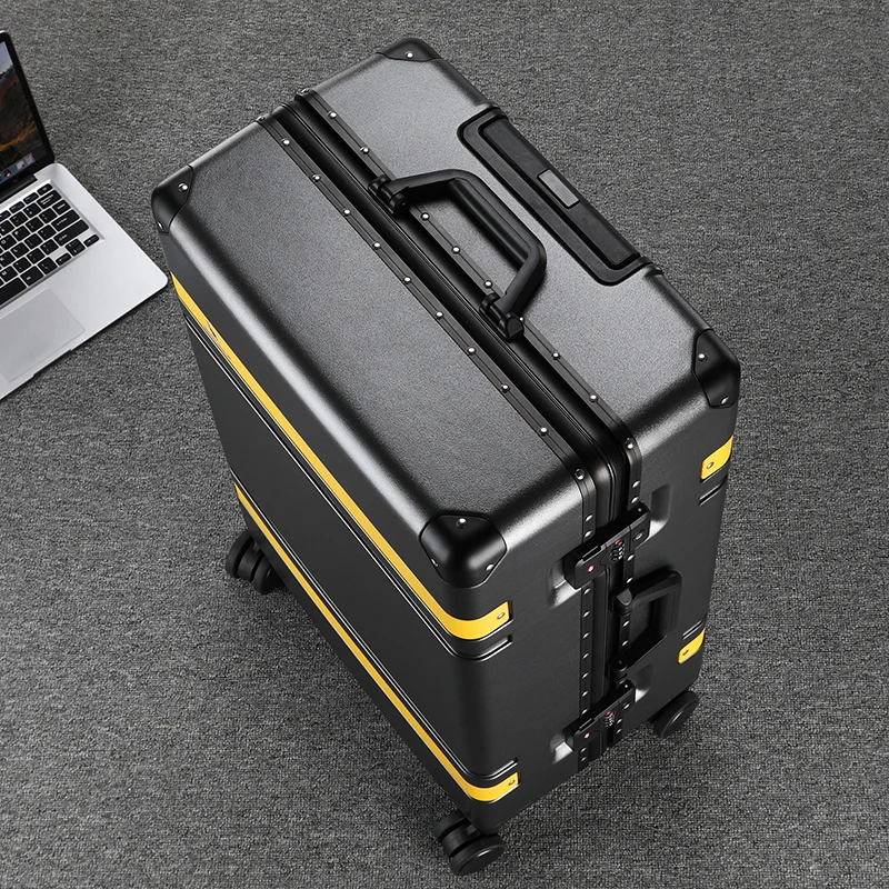 Fashion luggage aluminum frame universal wheel luggage student trolley suitcase men women password travel boarding case