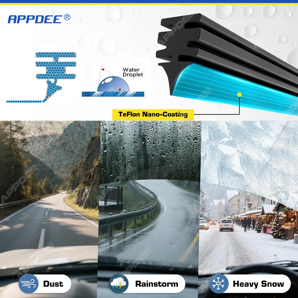 APPDEE Untuk Peugeot 301 2012-2026 Wiper Silikon & Karet Bilah Wiper Depan Kaca Depan Sikat Kaca Jendela
