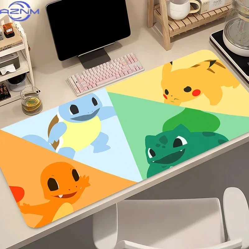 Natural Rubber Mouse Pad Pokemon Squirtle XXL Computer Gaming Accessories Mousepad Extended Desk Mat Locking Edge Gamer Carpet
