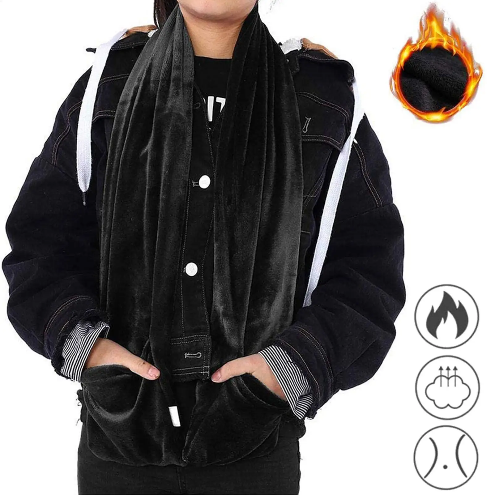 

USB Heated Scarf Electric Warming Scarf with 2 Side Pockets, Cold Weather Gear for Women, Outdoor Activities & Travel