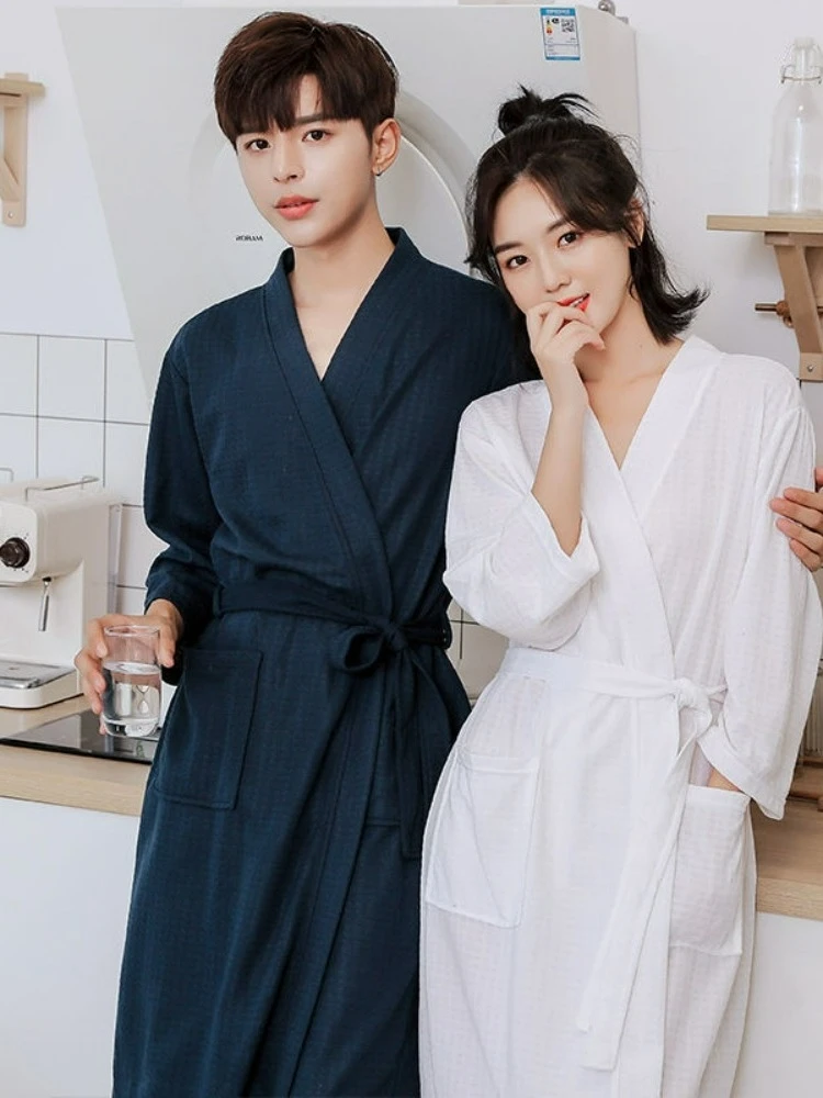 couples-spring-autumn-thin-home-clothes-men's-qui-dry-bath-robe-summer-spwear-wfle-pattern-absorbent-robe