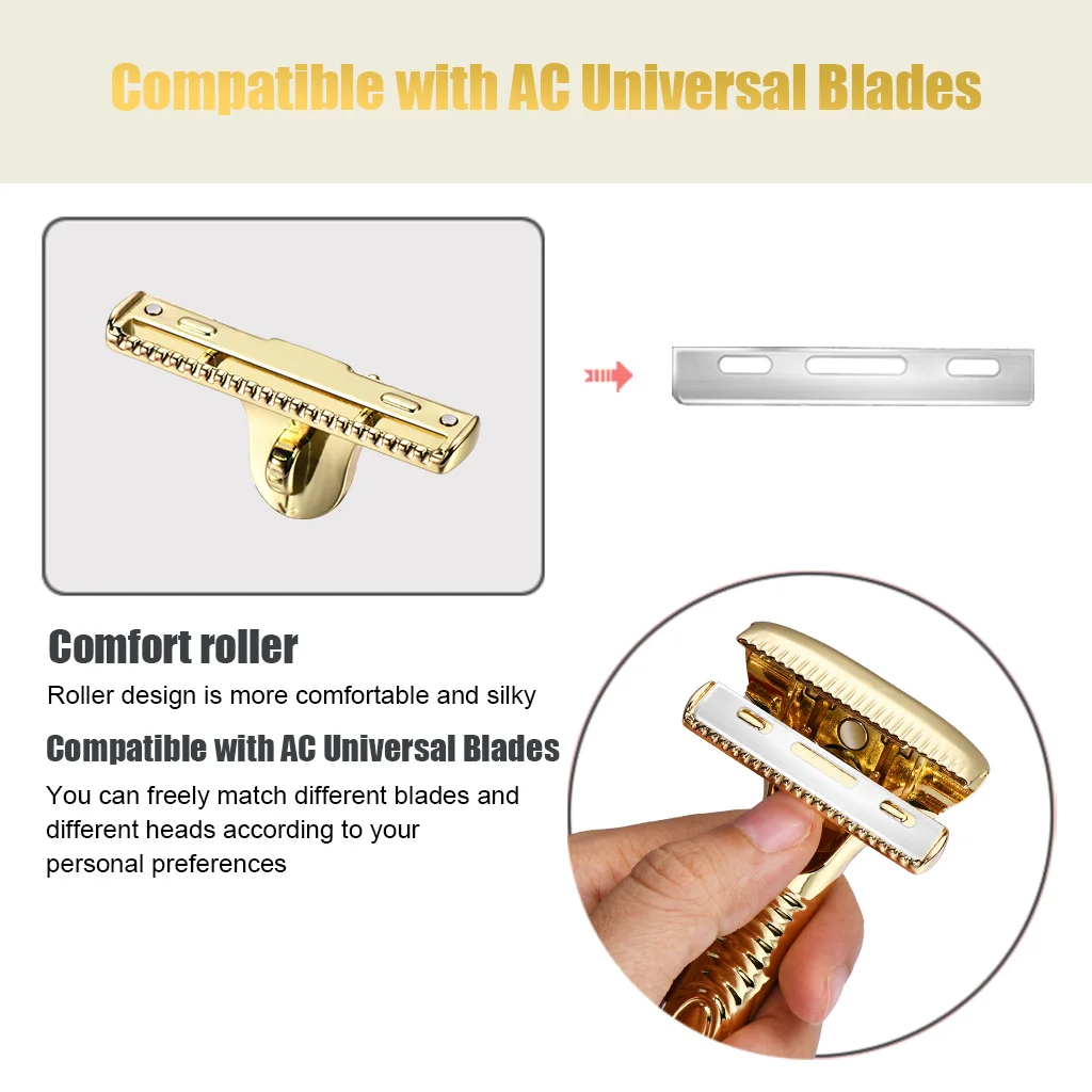 RZACLEA Manual Razor Men With 10Pcs Blade Set Metallic Gradient Color Luxury HairShaving Kit Finish Cutting Beard Trimmer Shaver