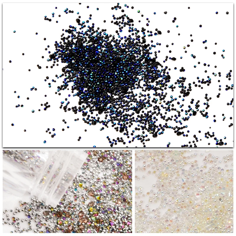 ミニパールとラインストーン,5g/ボトル,パール,クリスタル,ネイルアートの装飾