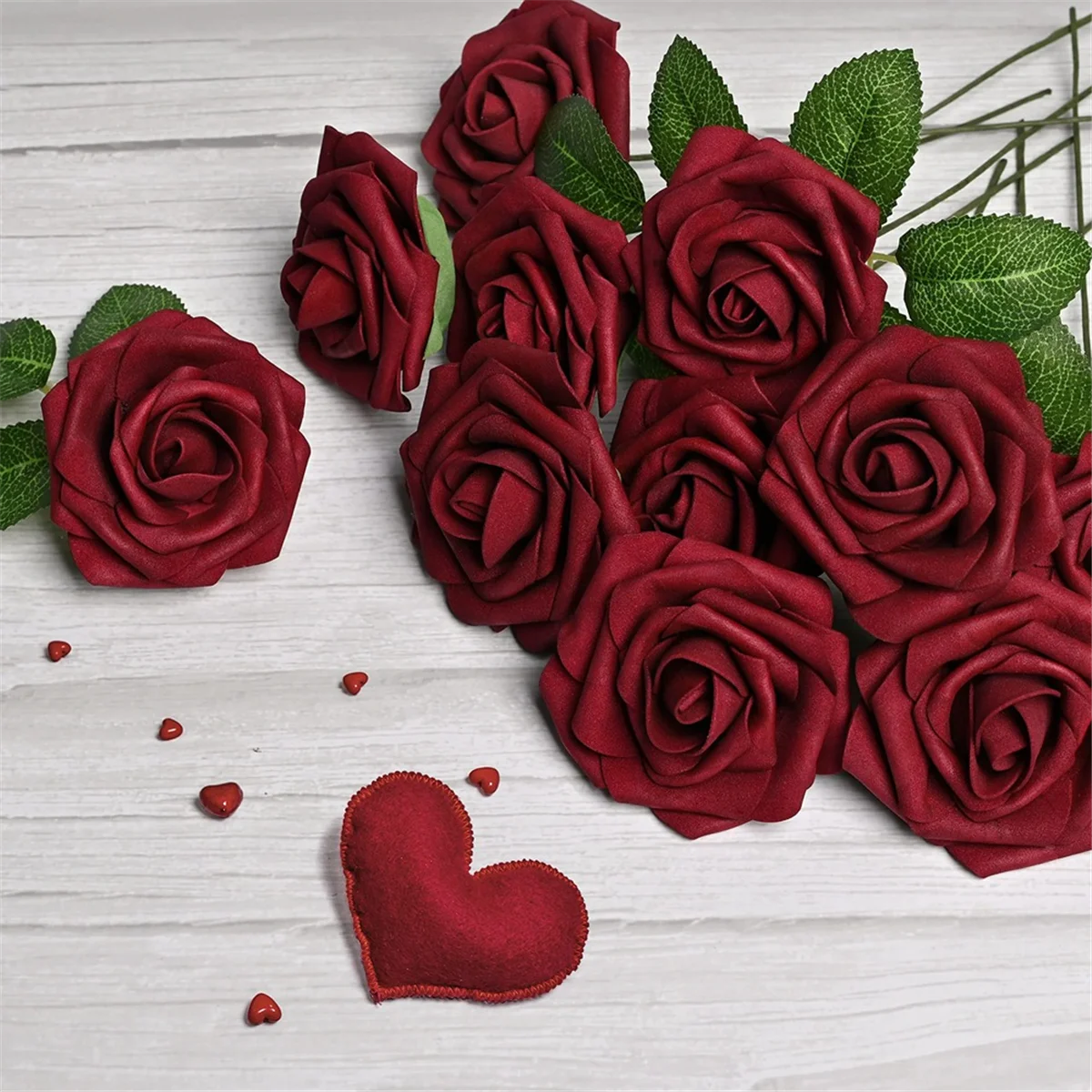 ABFW 25PCS Artificial Roses Flowers Artificial Looking Roses Wedding Bouquets Centerpieces Bridal Shower Party Home Decor,E