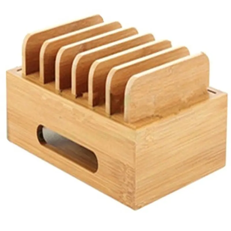 [NEW!】 Wooden Holder Tablet Storage Stand Storage Base Cable Management Box