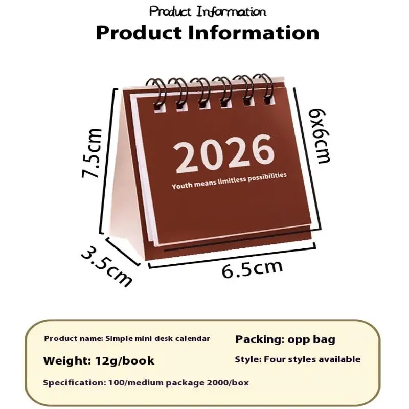 

2025-2026 Desktop Decoration Mini Simple Calendar Small Desk Calendar Creative Coil Calendar Planner Office Stationery