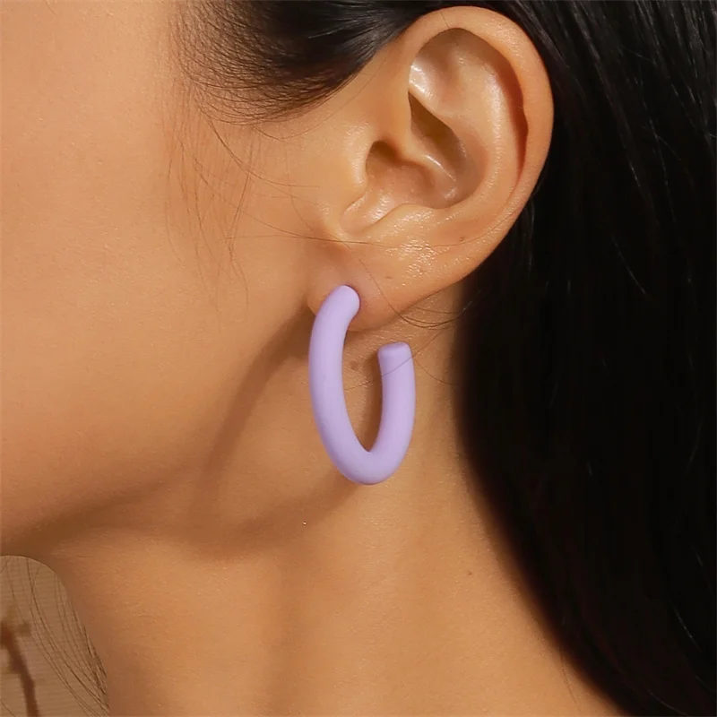 Aihua Koreanische Einfache Große Runde Hoop Ohrringe Für Frauen Bunte Geometrische Kunststoff Übertrieben Ohrring Trendy Ohrringe Schmuck – Detail 16
