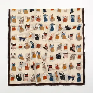 Moda baskılı kedi saçak eşarp kadın pamuk viskon, susturucu seyahat güneş koruyucu eşarp, hayvan baskılı eşarp 180 * 85cm 8 en çok satılan, eşarp-hayvan baskısı no. 2