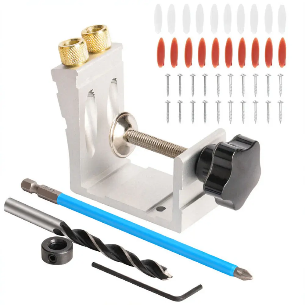 For For LIAN Pocket Hole Jig Kit 15 Degree Drill Guide Locator Carpentry Tool Professional Woodworking Angle Connection Set