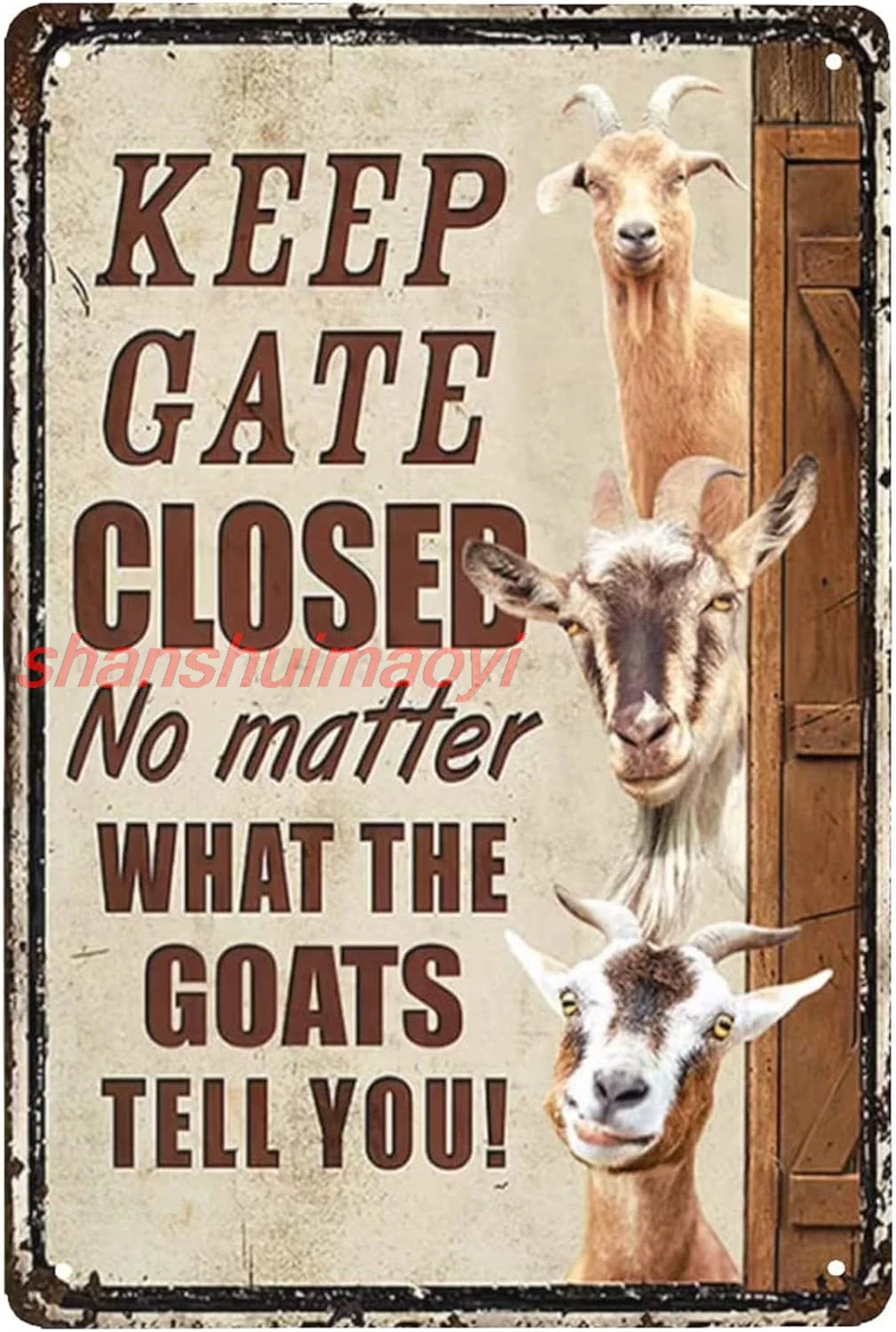 Goats Funny Keep Gate Closed Metal Sign Goat Owner Gift Idea Dcor Gate Home Wall Decoration Art Tin Sign Funny Novetly C ALI