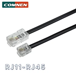 COMNEN RJ11 do RJ45 Adapter kabla do przesyłania danych telefon z męskiego na męskie modułowy przewód danych telefon przedłużający głos kabel do transmisji danych