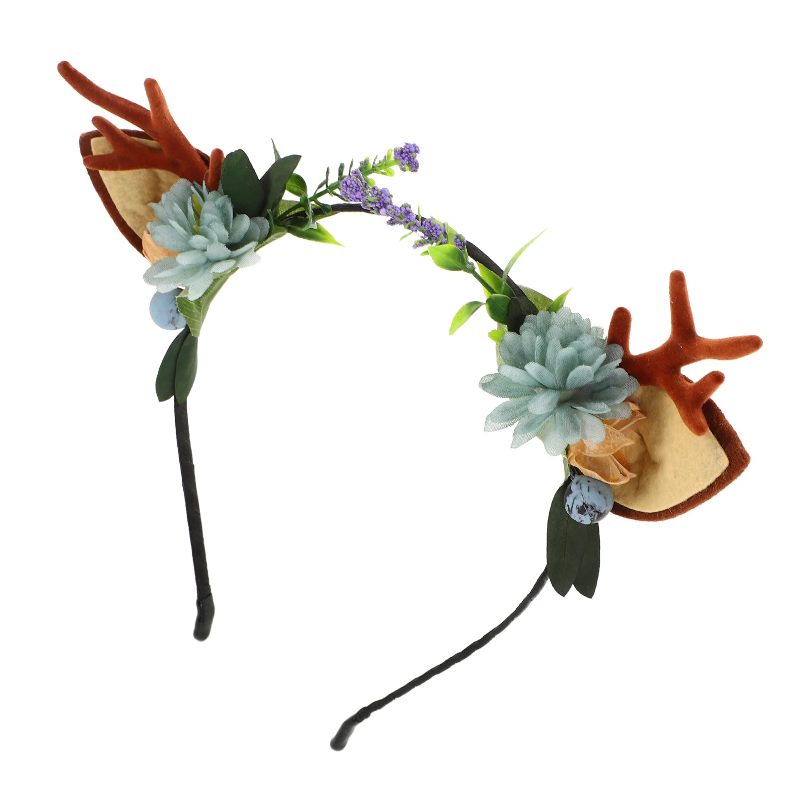 

Elk Horn Headband Antler Hair Hoop Makeup Floral Headdress Flower Headwear Christmas Accessories for