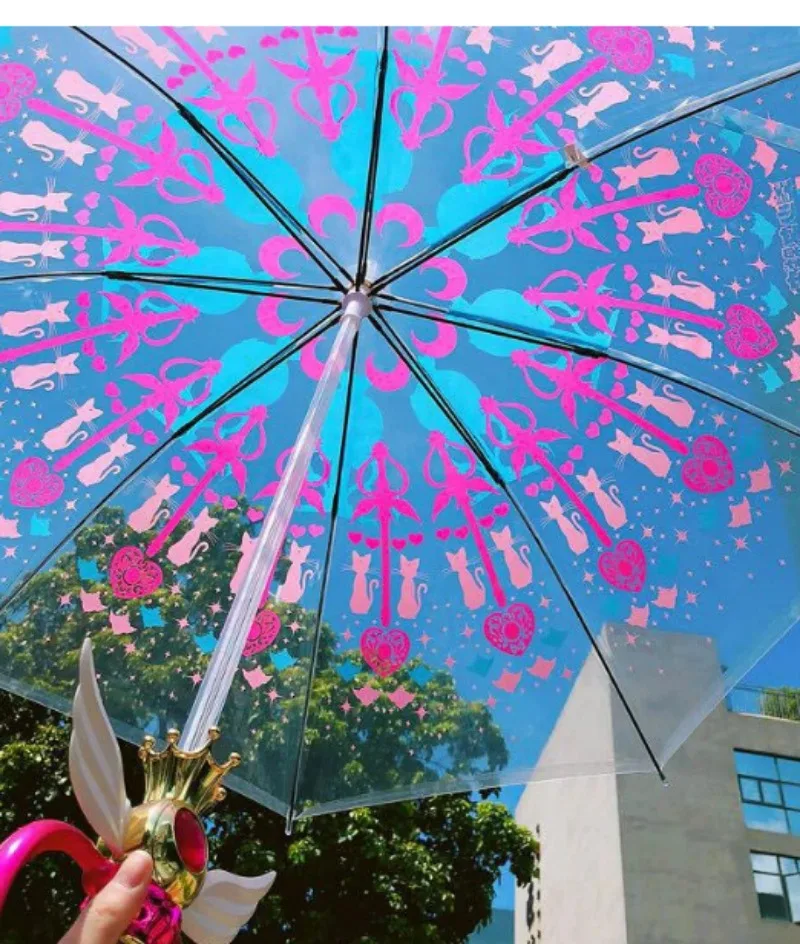 Luminous Magical Girl Princess Transparent Umbrella Hand-Painted Sakura Magic Wand Glowing Cosplay Party Gift