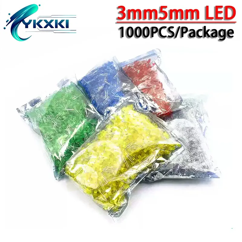1000PCS/Package F5 F3 5MM 3MM Round LED Transparent Ultra Brigh white red yellow green Blue orange Light Emitting Diode