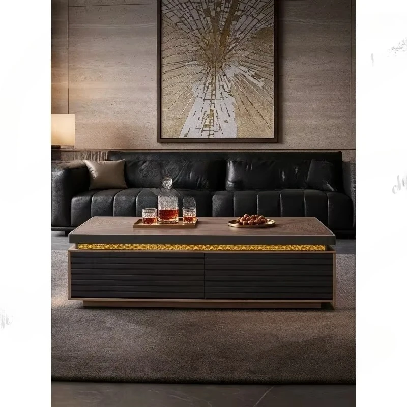 Tempered glass coffee table Italian light luxury high-end living room storage rectangular high