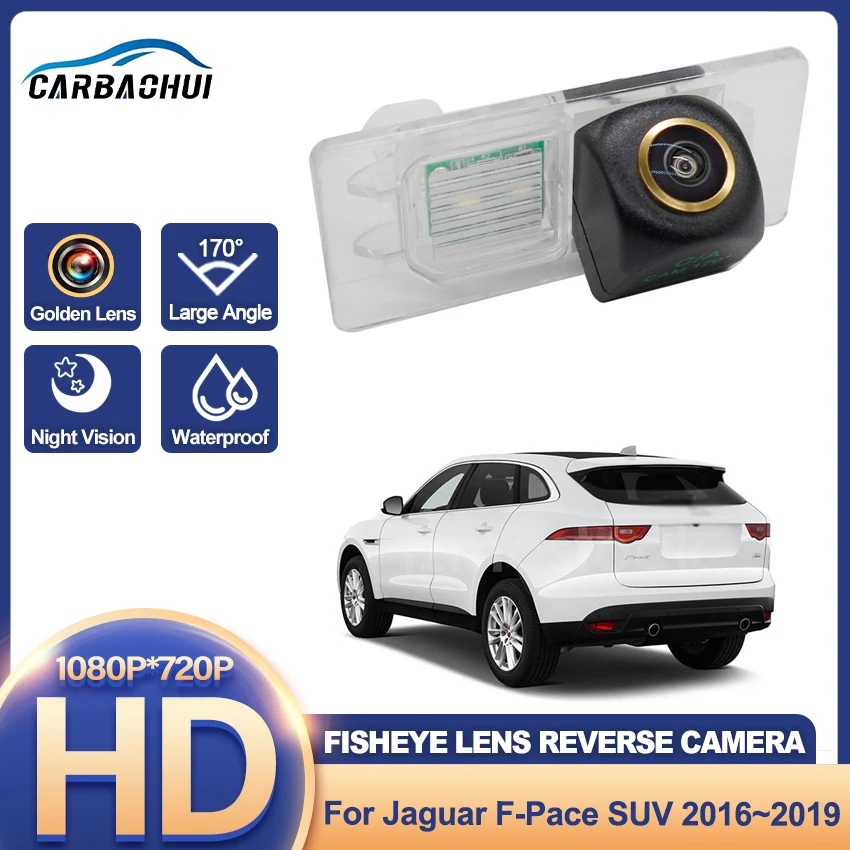 Telecamera di parcheggio per vista posteriore per Jaguar F-Pace SUV 2016 2017 2018 2019 HD CCD Visione notturna Telecamera per retromarcia di backup Obiettivo Fisheye dorato