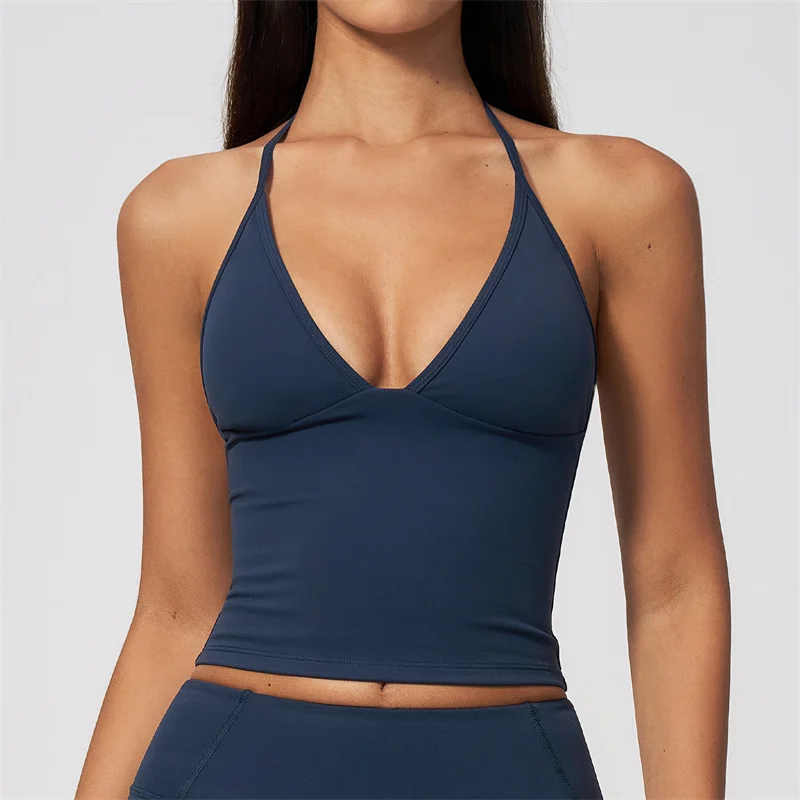 TRY TO BN Yoga Tops V-neck Sports Vest Environmentally Regeneration Wear Running Fitness Workout Sportswear Woman Gym Clothing
