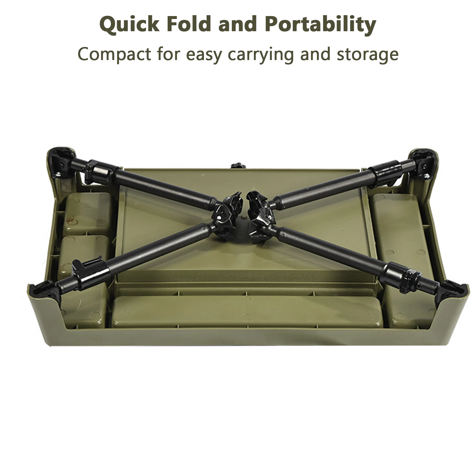 طاولة خيمة بطبقة مزدوجة لتخزين ملحقات الصيد مع طاولة تخييم قابلة للطي بتصميم قابل للتعديل