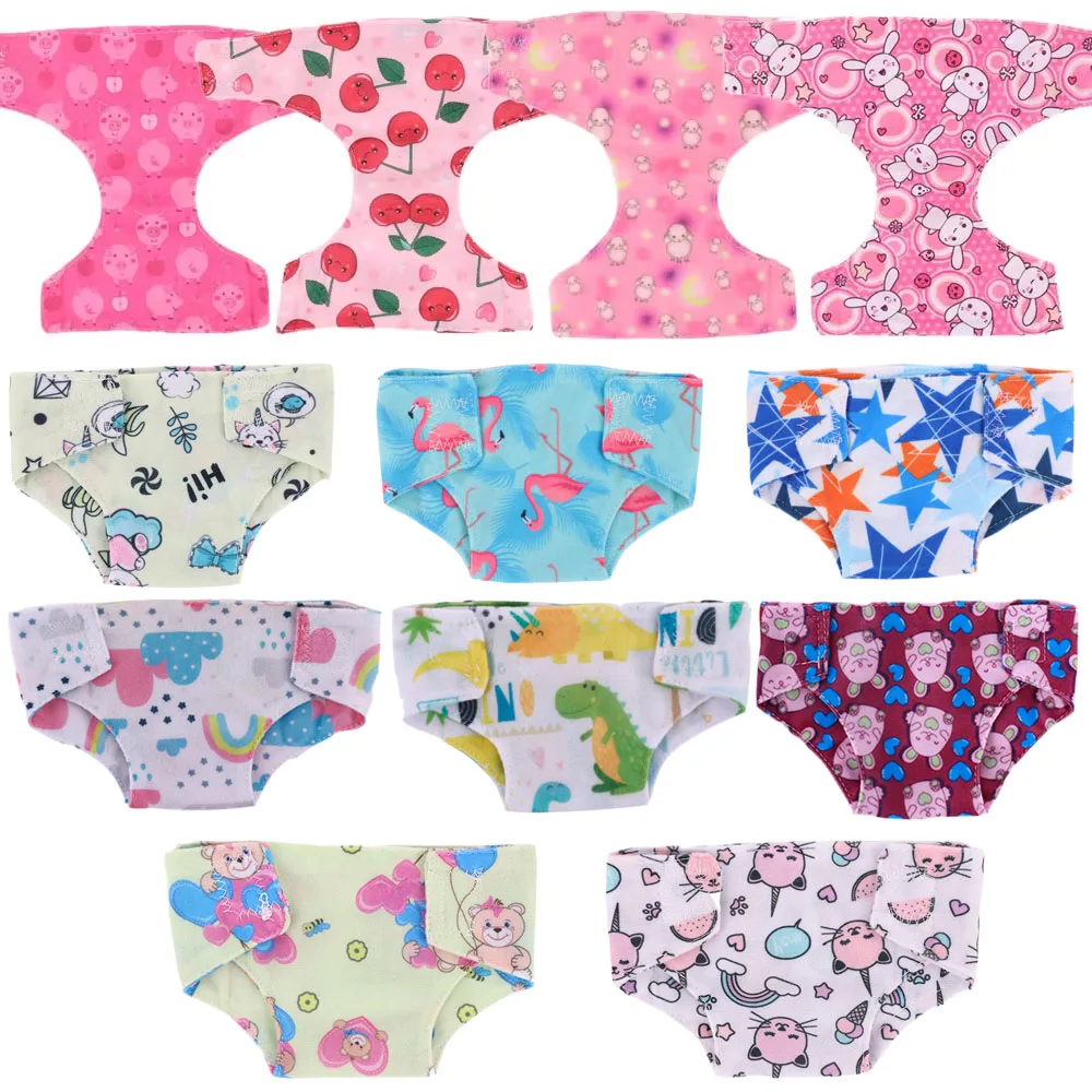 Pañales para muñecas, ropa interior bonita con estampado de frutas y animales para muñecas americanas de 18 pulgadas y muñecas bebé de 43 cm, Our Generation, ropa para muñecas, bragas, juguetes