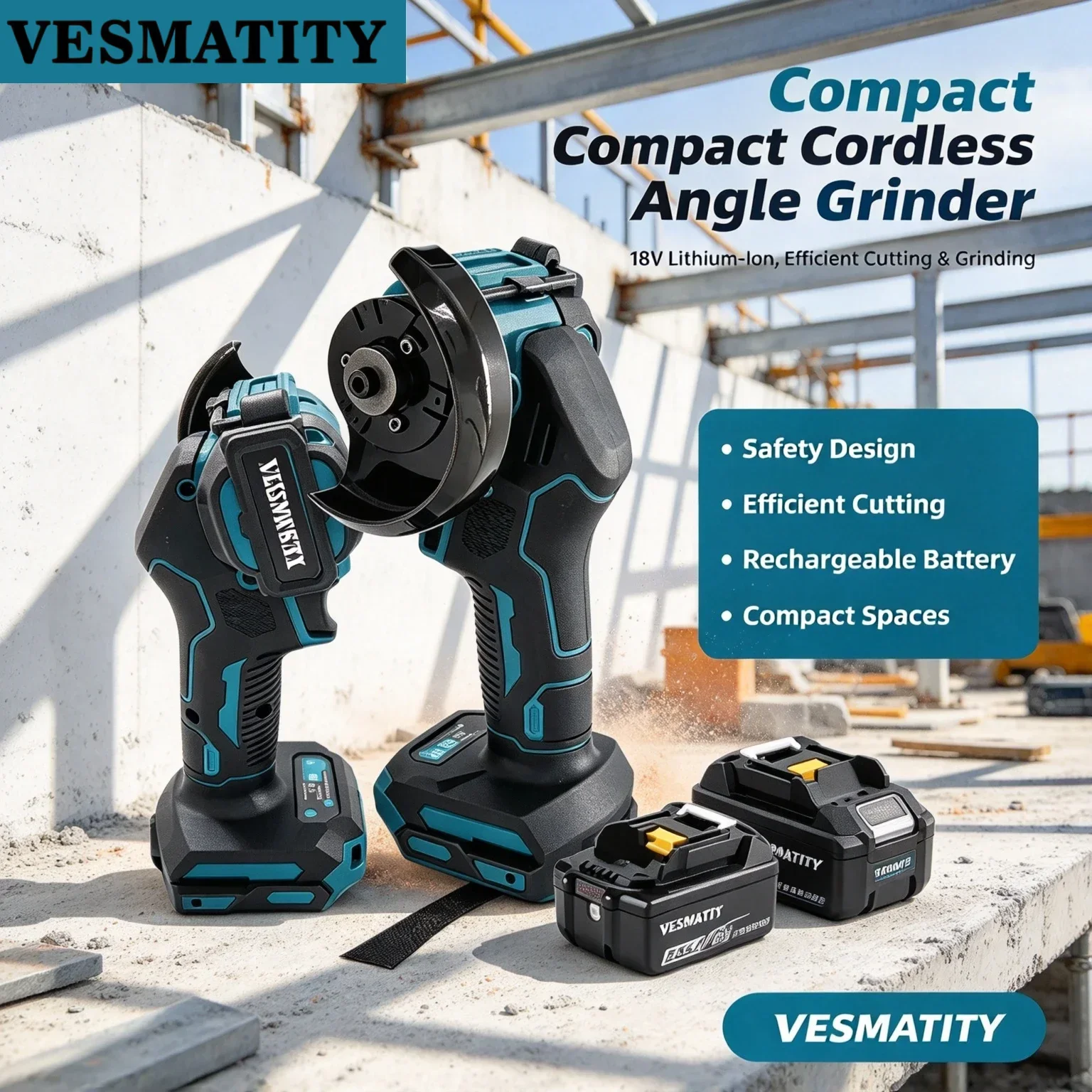 Vesmatity Angle Grinder 3 Inch 18V 20V 20000RPM Brushless Cut Off Tool Metal Stone Tile Efficient Max Pro Unit Plus