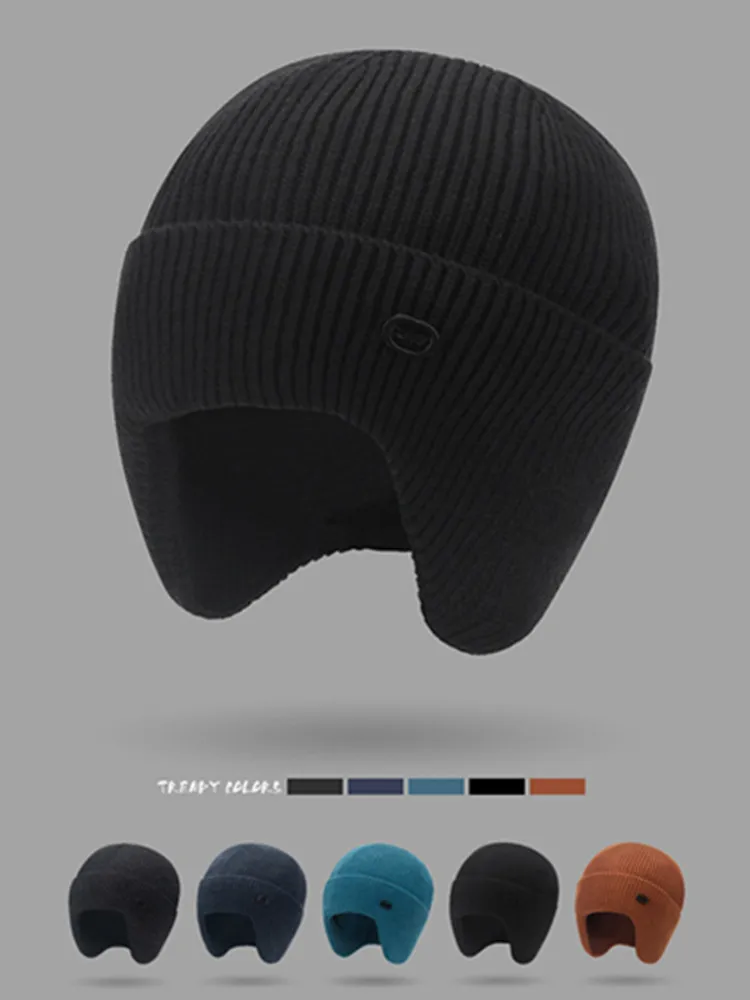 AliExpress Casual Ear-Warming & Warm Knit Hat, Thickened Cycling Windproof Wool Hat, Outdoor Casual Cold-Resistant Ski Hat