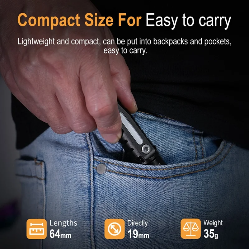 B34B-RJ28 EDC Mini Flashlight Multi-Light Source Portable Keychain Light Work Light Type-C Charging Camping Pocket Lantern