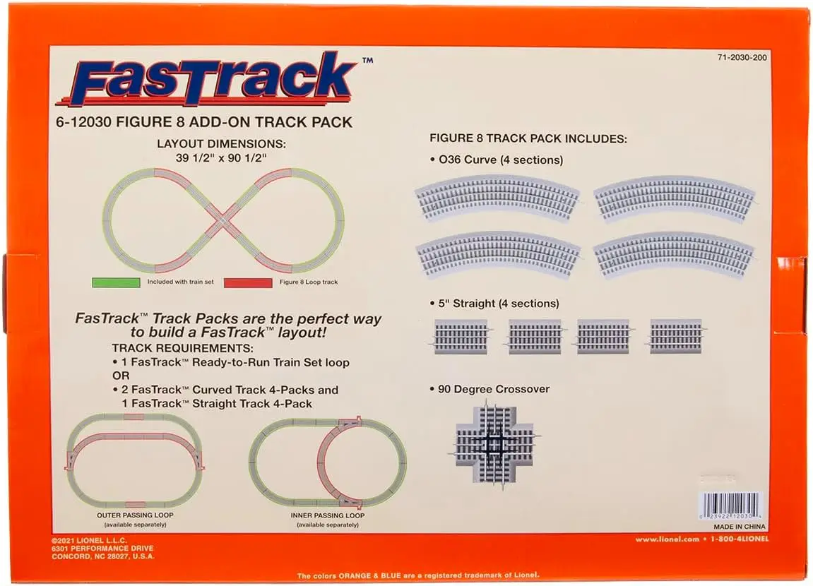 Paket Jalur Tambahan FasTrack Figure-8, Jalur Listrik O Gauge