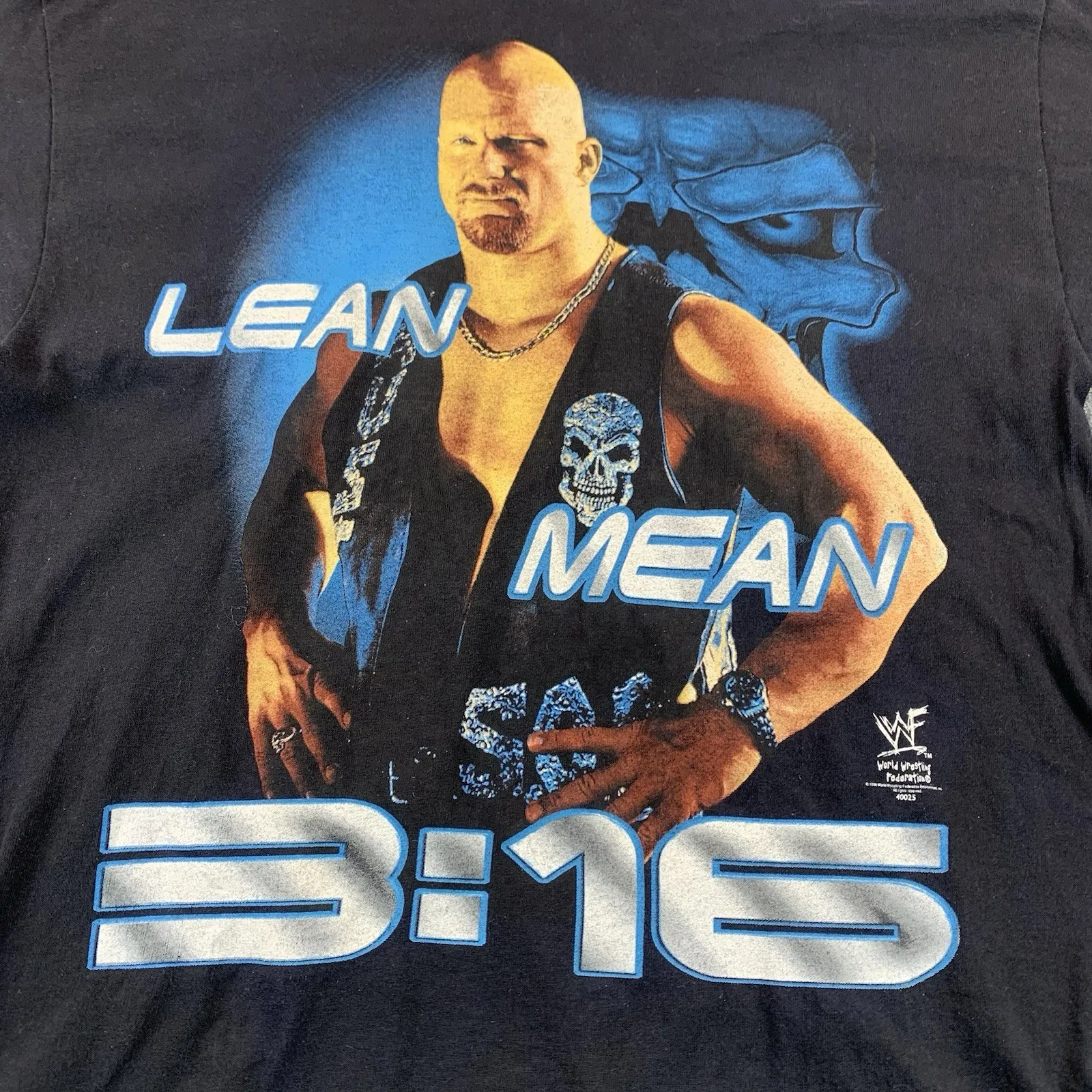 تي شيرت عتيق من التسعينيات WWF ستيف أوستن 3:16 تي شيرت Lean Mean Skull 1997 مقاس متوسط