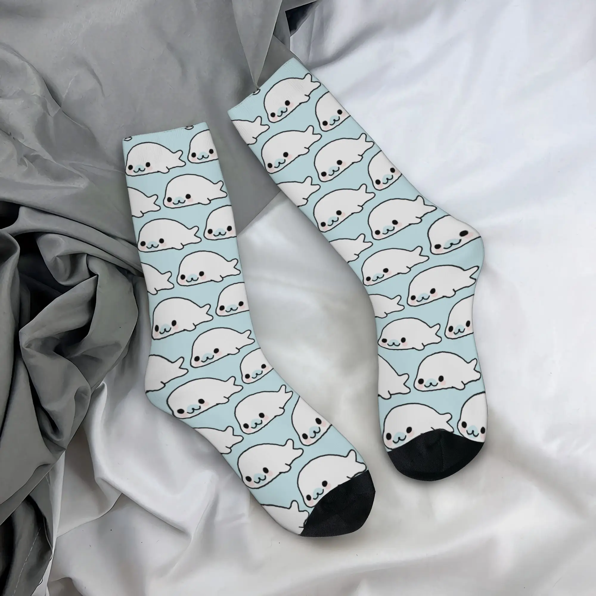 Mamegomas Seals Sea Doggo Socks Men's Women's Funny Happy  Socks Harajuku Spring Summer Autumn Winter Middle Tube Socks Gift