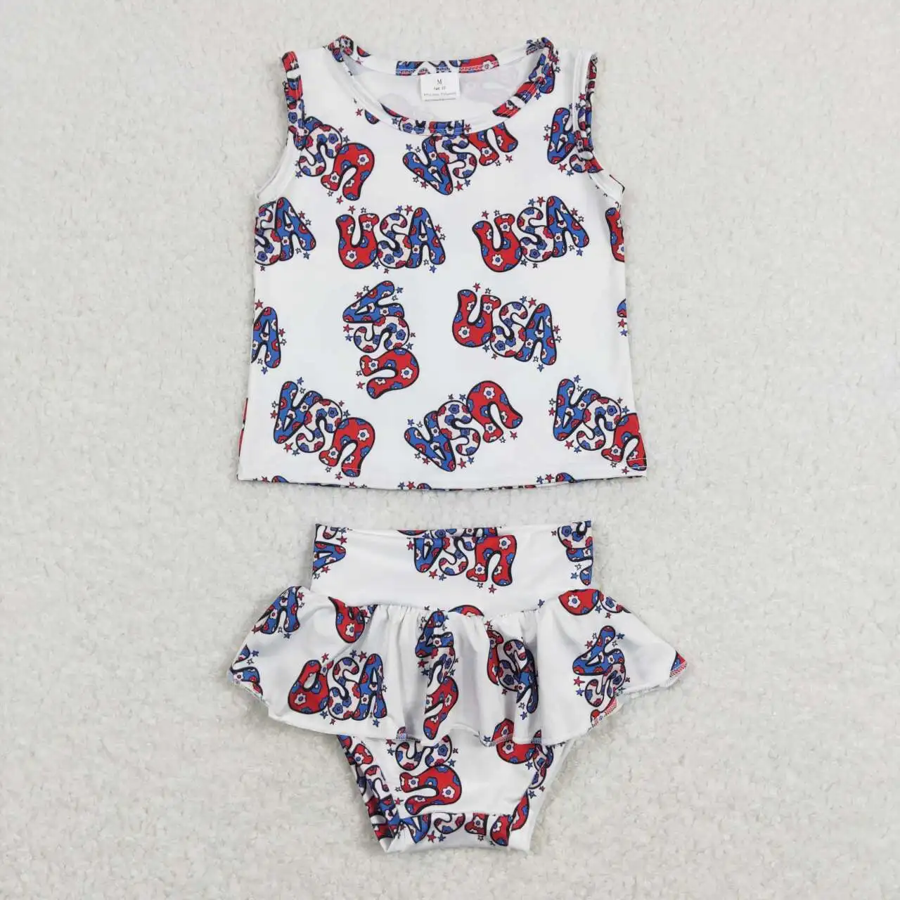 

GBO0225 Kids Summer Toddler Clothes Sleeveless Top With Shorts Set Baby July 4th Outfits
