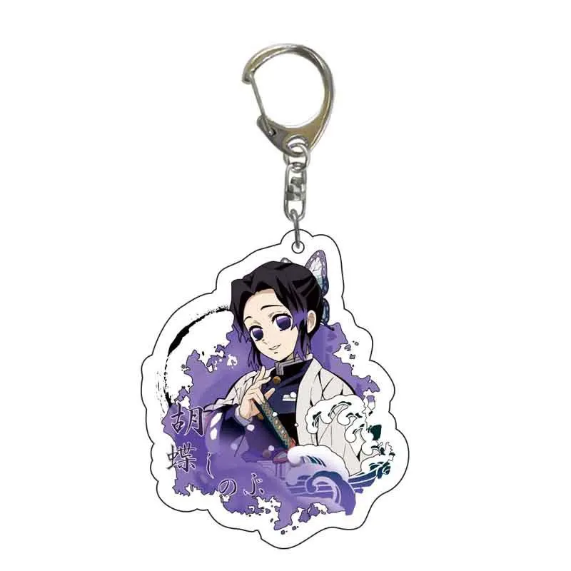 Anime Keychains Kamado Tanjirou Agatsuma Zenitsu Iguro Obanai Kochou Shinobu Kibutsuji Muzan Uzui Tengen Acrylic Pendants Figure