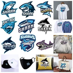 Shark Cartoon Team Logo,Ironing applications for clothing Patches,Suitable for Hoodies,T-shirts,pillows,canvas bag,etc.